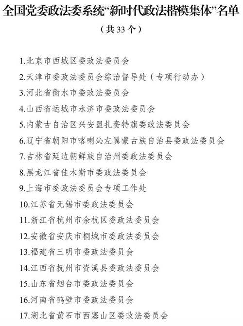 红河中央政法委、人社部印发《关于表彰全国党委政法委系统“新时代政法楷模集体”和“新时代政法楷模个人”的决定》